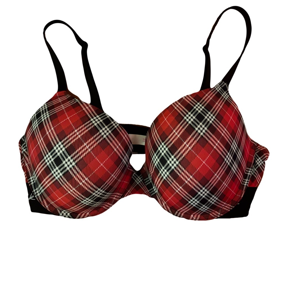 Plaid Red and Black Women's Bra